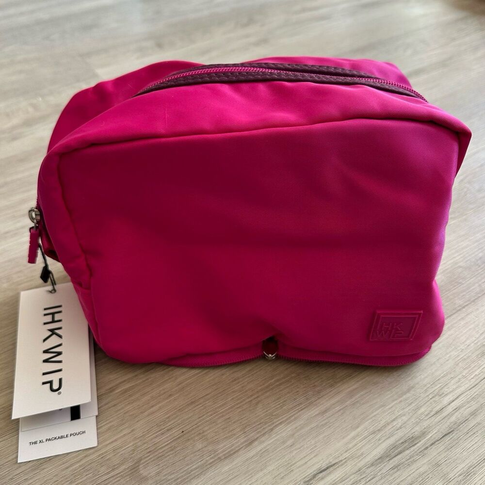 IHKWIP The XL Packable Pouch Zip Cosmetic Bag Magenta Pink NEW NWT